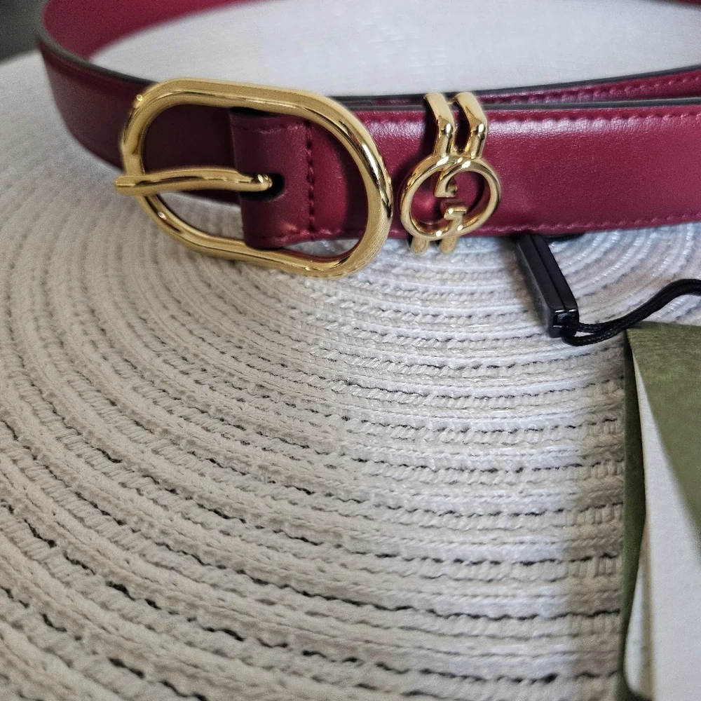 GUCCI Plutone Calf Leather Belt – Cold Russet (80/32) New With Tags - Picture 2 of 8